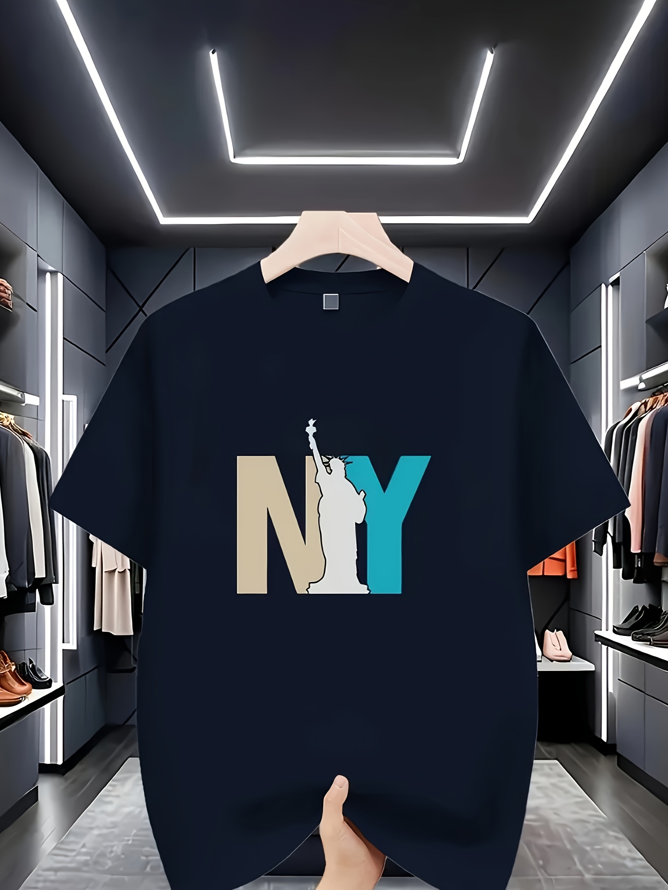 Street Fashion New York - Printed T-Shirt - Orange and Blue