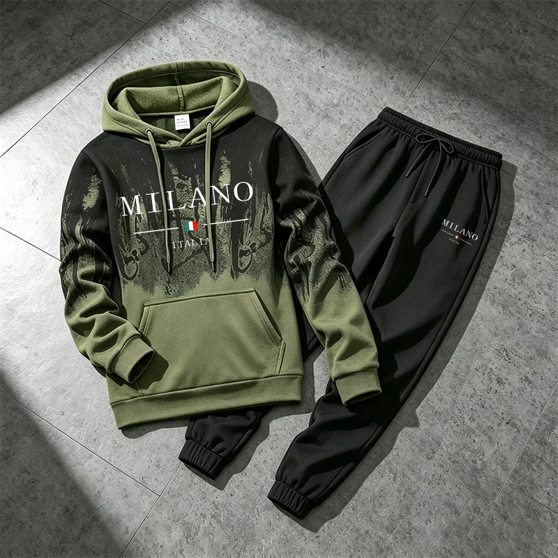 Street Fashion Hoodie - Italy Fashion Sportswear 2pcs Set Male