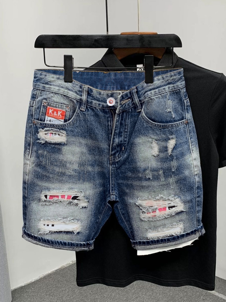 Street Fashion Jeans - 2026 Summer Ripped Straight Men Denim