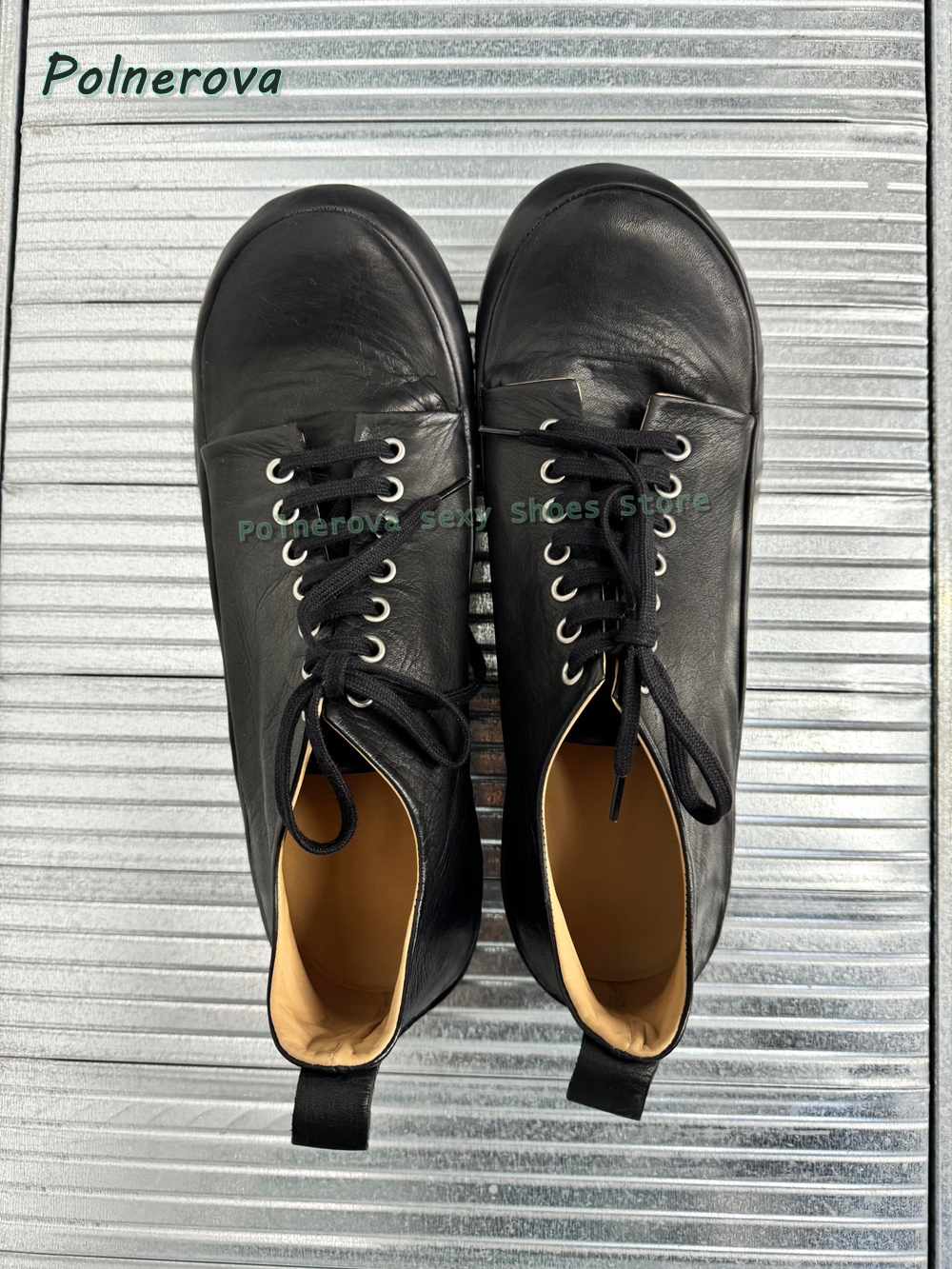 Street Fashion Women - Cocked Round Toe Lace Up Loafers