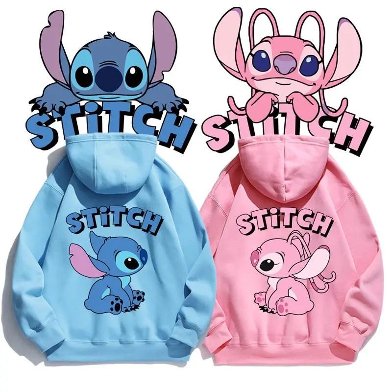 Street Fashion Hoodie - Cartoon Stitch Hoodie Loose Long-sleeved Hooded