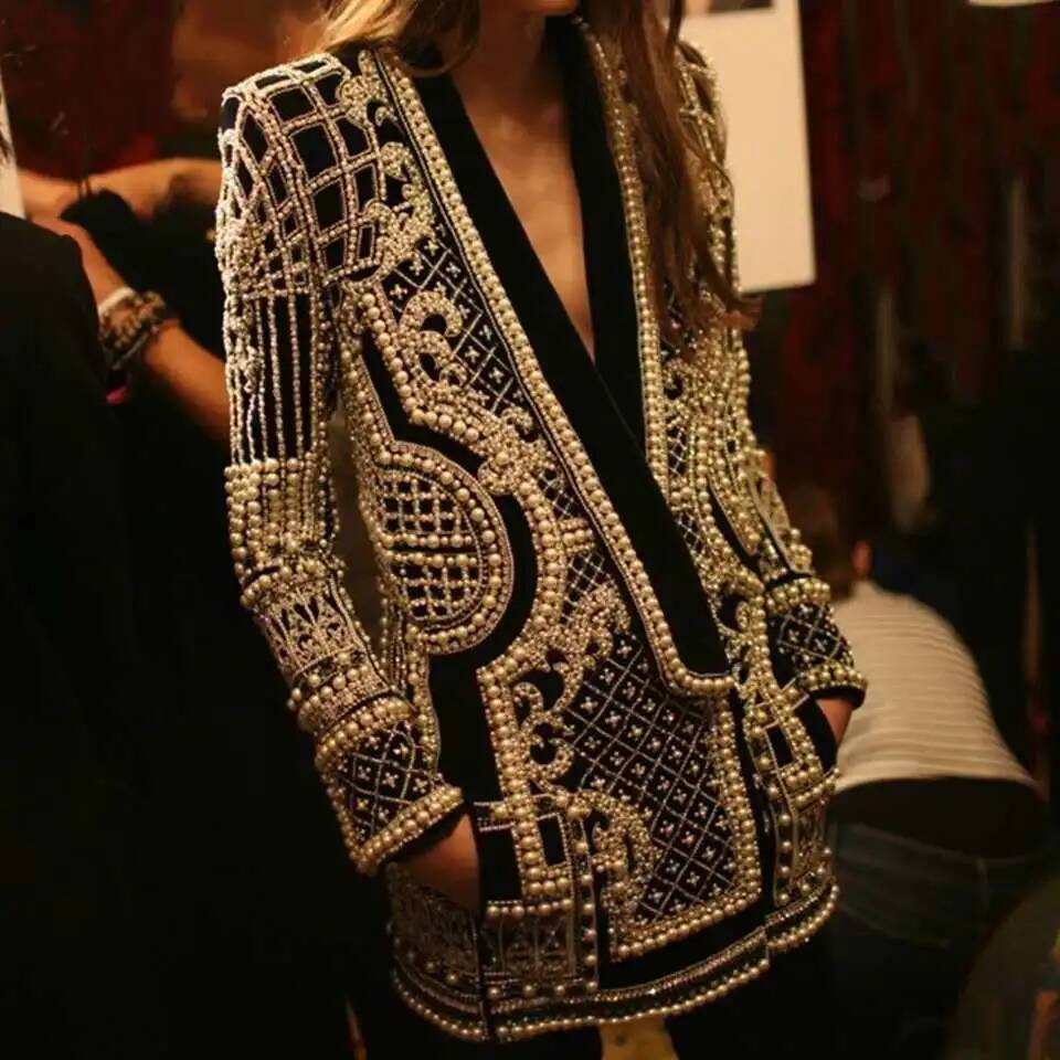 Fashion Beading V Neck Blazers - Street Fashion Taiwan recensie en prijs