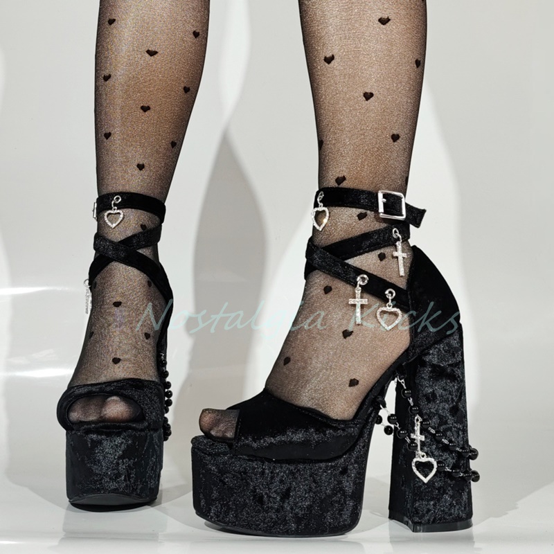 Gothic Black Velvet Platform H - Street Fashion Women recensie en prijs