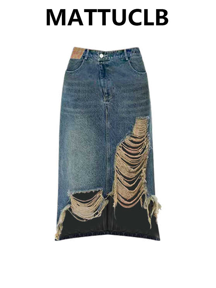 Women 2000s Midi Skirt Ripped  - Street Fashion Kpop recensie en prijs