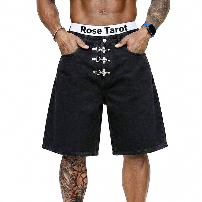 Metal Buckle Short Baggy Jeans - Street Fashion Baggy recensie en prijs