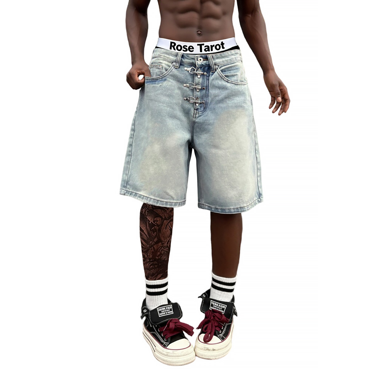 Metal Buckle Short Baggy Jeans - Street Fashion Baggy recensie en prijs