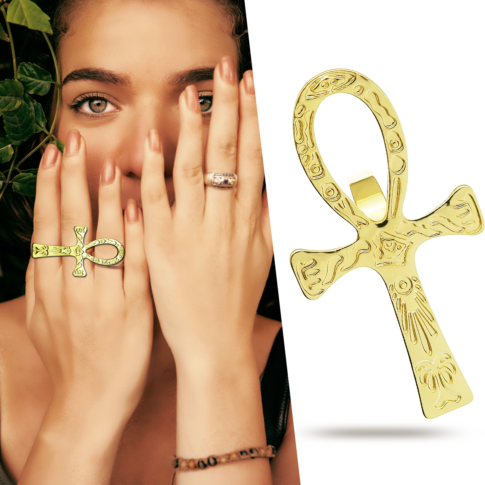 Black Ankh Cross Ring Tribal E - Street Fashion Egypt recensie en prijs