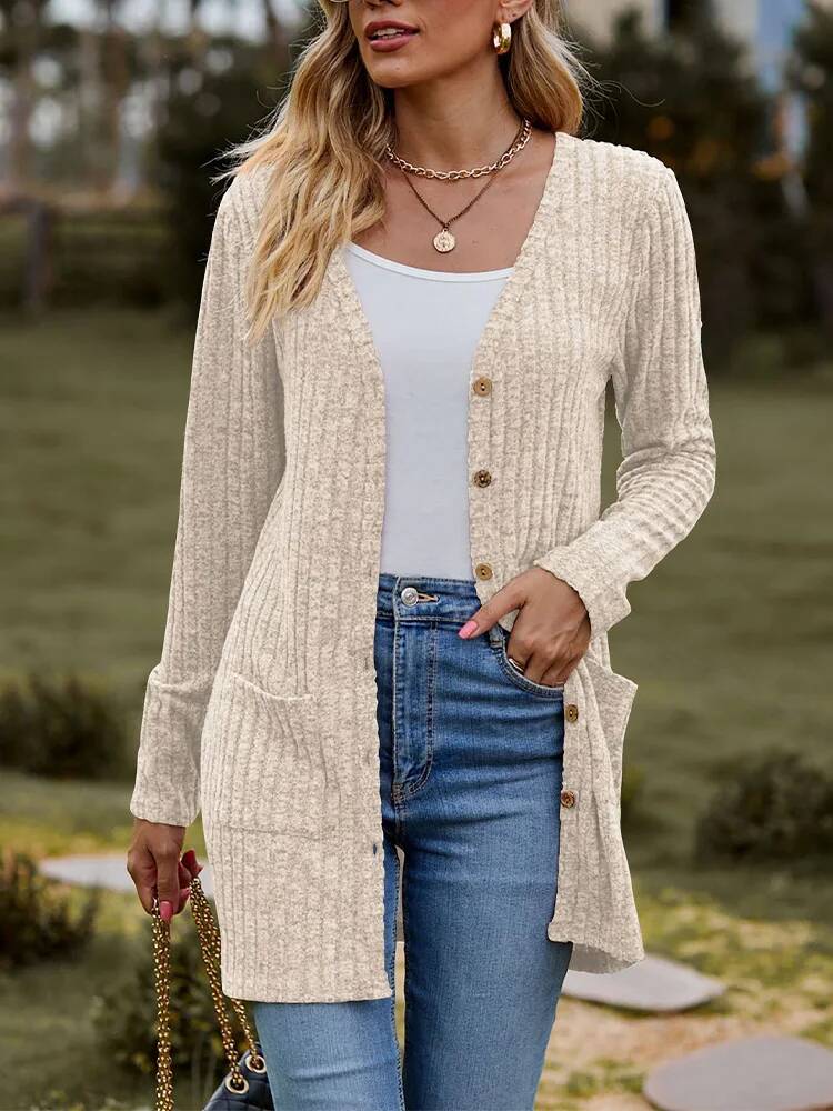 Button Solid Color Long Sleeve - Street Fashion Taiwan recensie en prijs