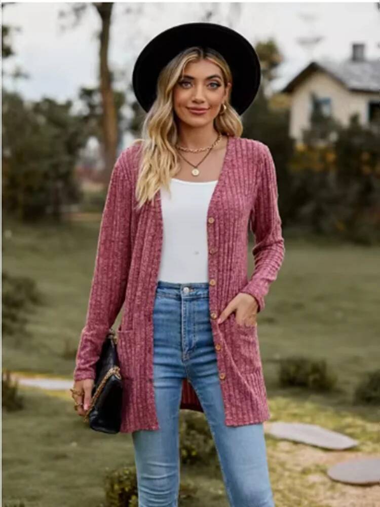 Button Solid Color Long Sleeve - Street Fashion Taiwan recensie en prijs