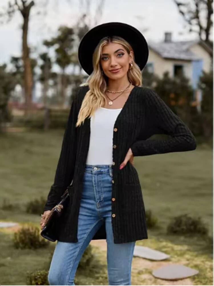 Button Solid Color Long Sleeve - Street Fashion Taiwan recensie en prijs