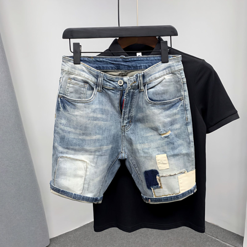 Straight Male Denim Shorts Rip - Street Fashion Baggy recensie en prijs
