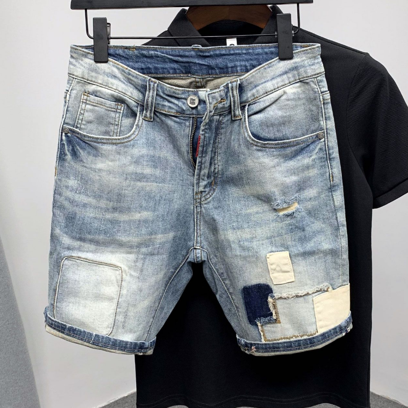 Straight Male Denim Shorts Rip - Street Fashion Baggy recensie en prijs