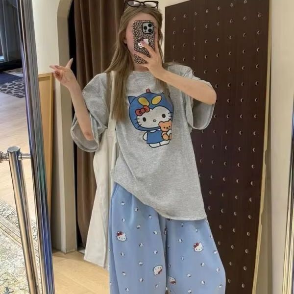 Short Sleeved Hello Kitty Prin - Street Fashion Casual recensie en prijs