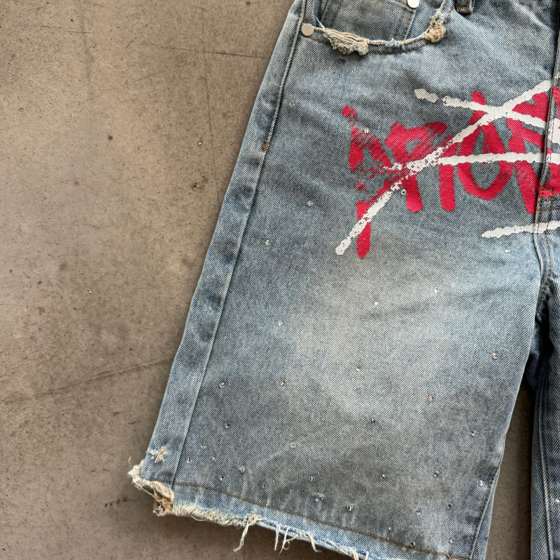 Y2K Graffiti Jorts Rhinestone  - Street Fashion Baggy recensie en prijs