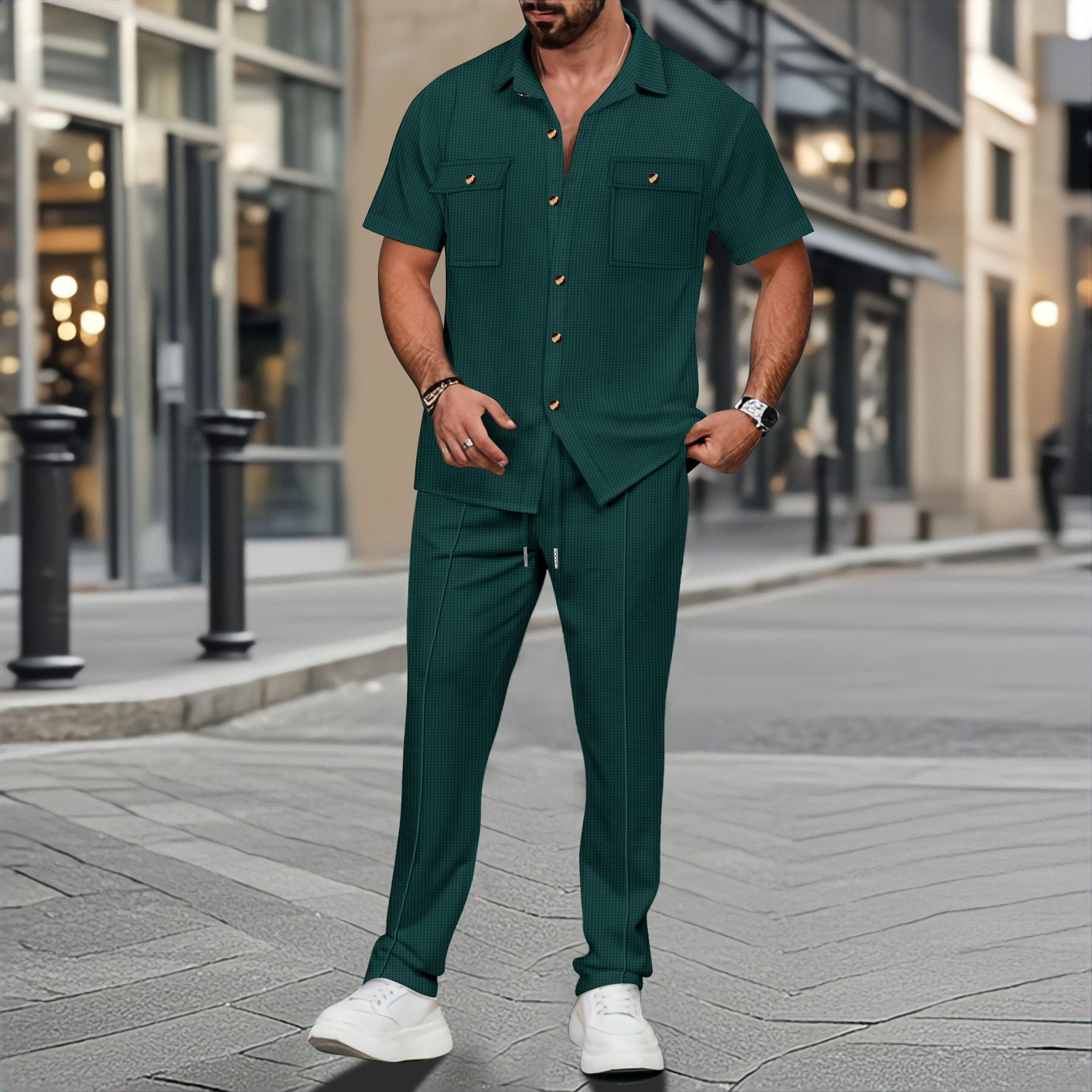Men Summer Solid Color Lapel B - Street Fashion Casual recensie en prijs
