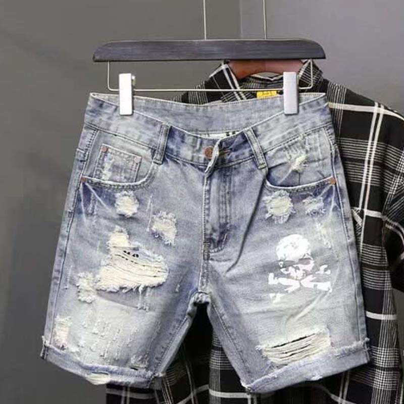 Summer Men's Worn Bead Hole Be - Street Fashion Jeans recensie en prijs