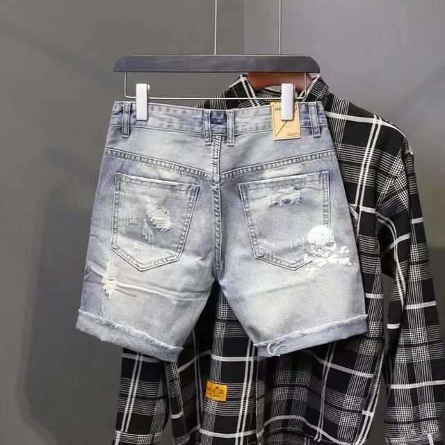 Summer Men's Worn Bead Hole Be - Street Fashion Jeans recensie en prijs